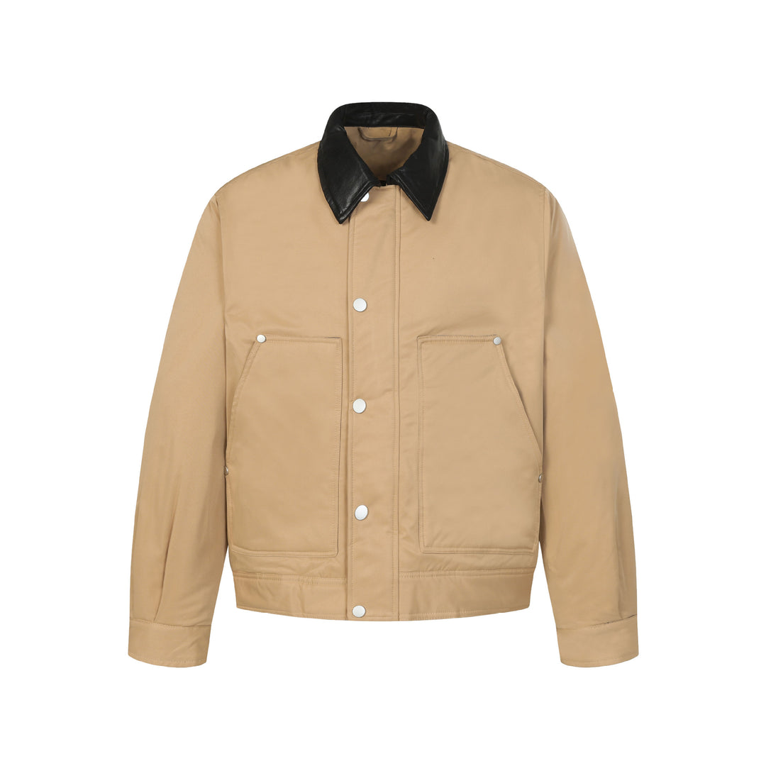 Unisex Kurzboxy gesteppte Blousonjacke mit kontrastierendem Lederoptikkragen Shop Nory