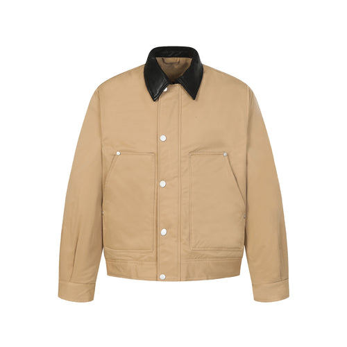 Unisex Kurzboxy gesteppte Blousonjacke mit kontrastierendem Lederoptikkragen Shop Nory