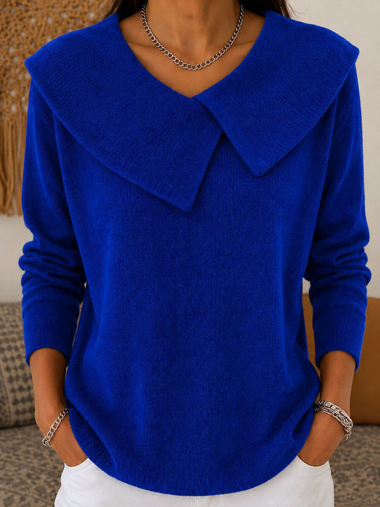 Damen Grobgestrickter Strickpullover mit übergroßem Matrosenkragen Shop Nory