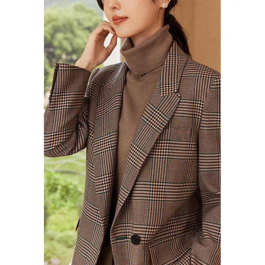 Damen Glencheck Oversize-Blazer mit strukturierter Schulter und Pattentaschen Shop Nory