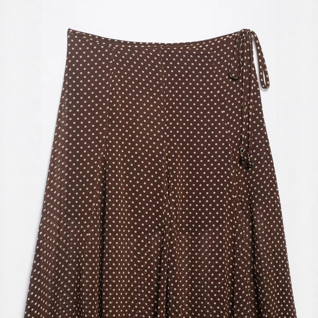 Damen Wickel‑Midirock aus Chiffon mit Polka‑Dot‑Muster Shop Nory