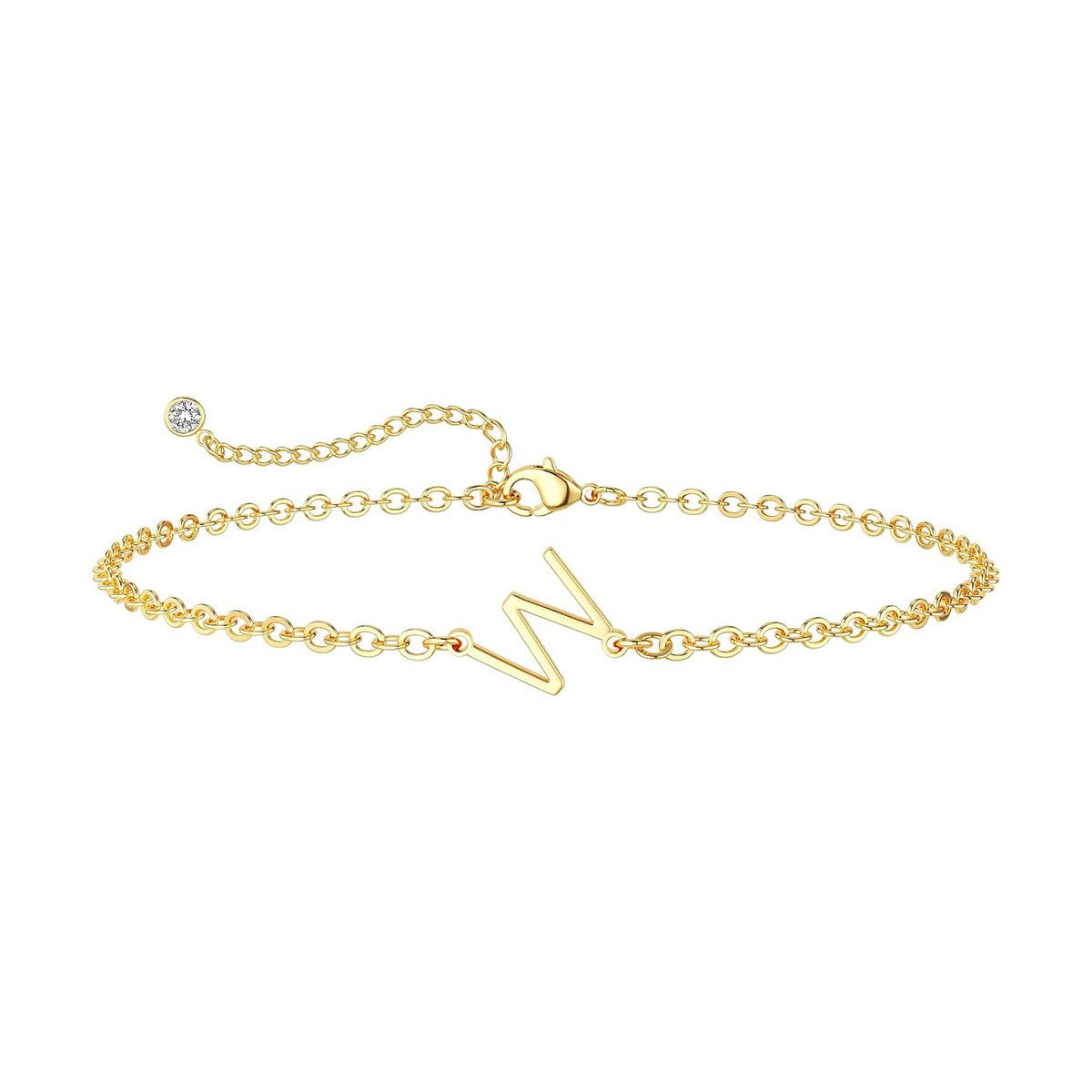 Damen Fußkettchen mit personalisiertem Anfangsbuchstaben und funkelndem Zirkonia-Detail Shop Nory