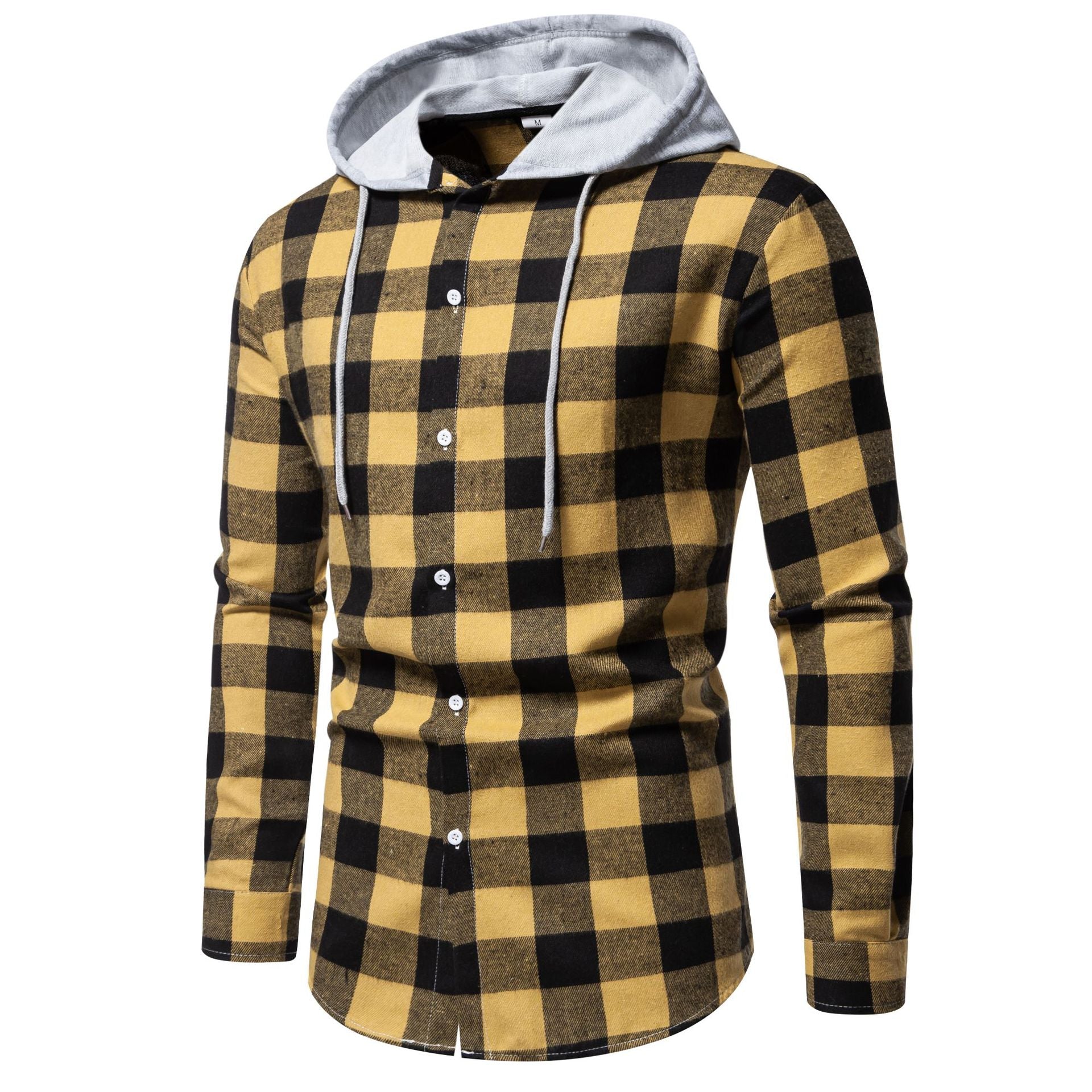 Herren Karo-Hemdjacke mit Kapuze und modernem Schnitt