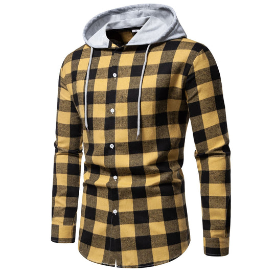 Herren Karo-Hemdjacke mit Kapuze und modernem Schnitt