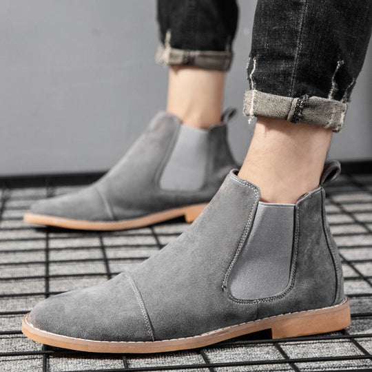 Damen Elegante Veloursleder Chelsea Boots mit elastischen Einsätzen