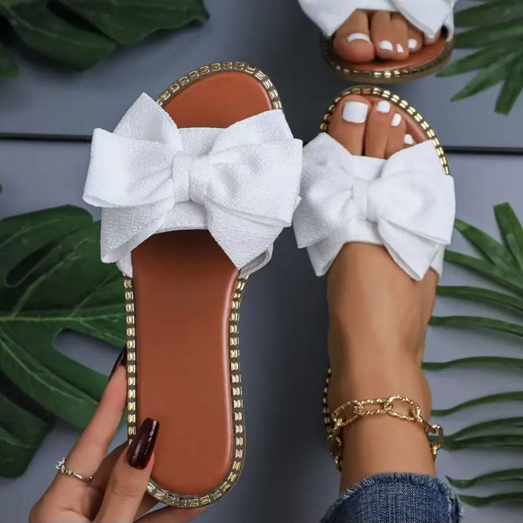 Damen Flip-Flops mit dekorativem Schleifen-Design und rutschfester Sohle