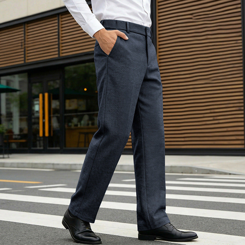 Herren Elegante gerade Tailoring-Hose mit Bügelfalte und feiner Fischgrätstruktur Shop Nory