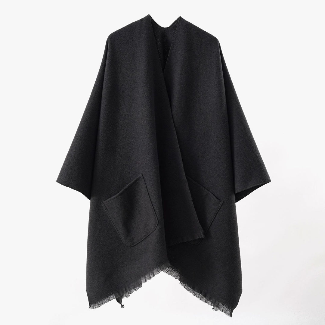Damen Oversize-Capeponcho aus Wollmix mit Kapuze und Eingrifftaschen Shop Nory