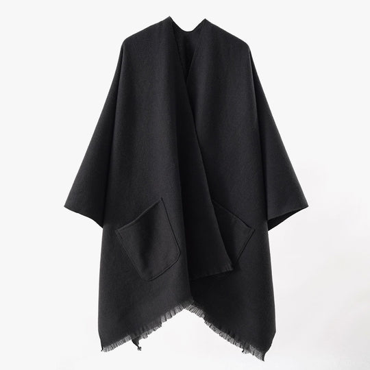 Damen Oversize-Capeponcho aus Wollmix mit Kapuze und Eingrifftaschen Shop Nory