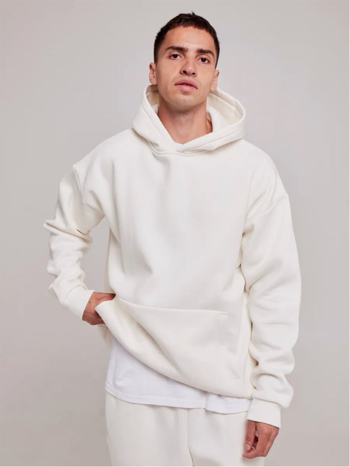 Herren nan schwerer Fleece-Boxy-Hoodie mit tiefem Schulterfall verstärkter Kapuze und Kängurutasche Shop Nory