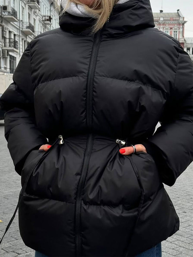Damen Wattierte Taillierte Steppjacke mit Tunnelzug & hohem Stehkragen Shop Nory