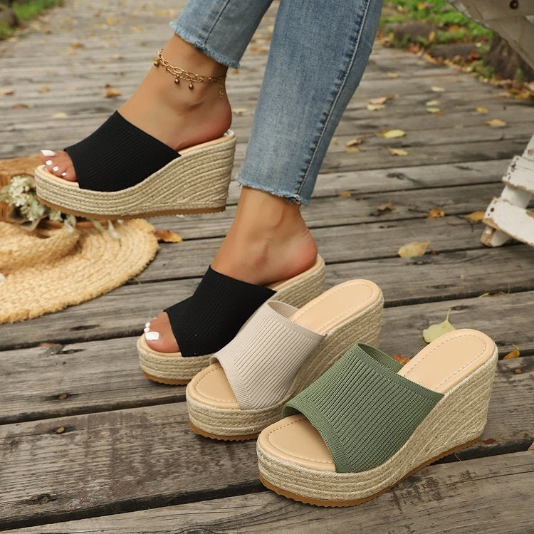 Damen Wedge-Sandaletten mit weichem Obermaterial und bequemer Sohle