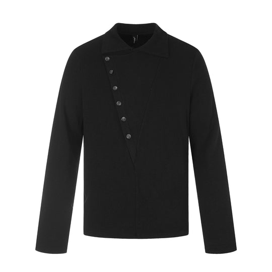 Herren Asymmetrische Hemdjacke mit Kentkragen und verdeckter Knopfleiste Shop Nory