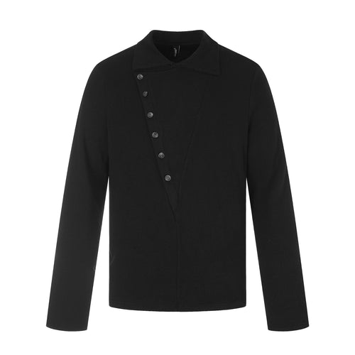 Herren Asymmetrische Hemdjacke mit Kentkragen und verdeckter Knopfleiste Shop Nory
