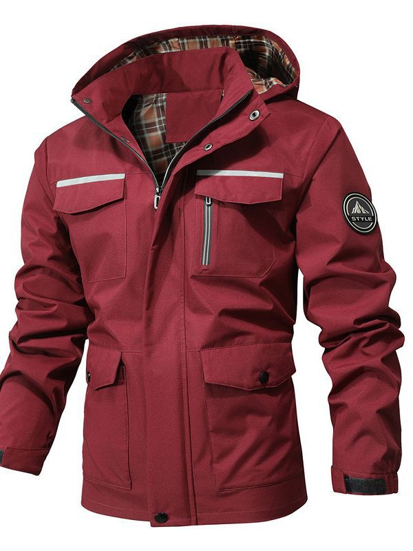 Herren Wasserabweisender Softshell-Parka mit Kapuze, reflektierenden Einsätzen und Multifunktionstaschen Shop Nory