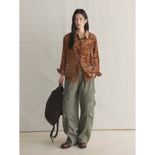 Damen Bestickte Samtbluse mit Paisley‑Muster und Pailletten Shop Nory