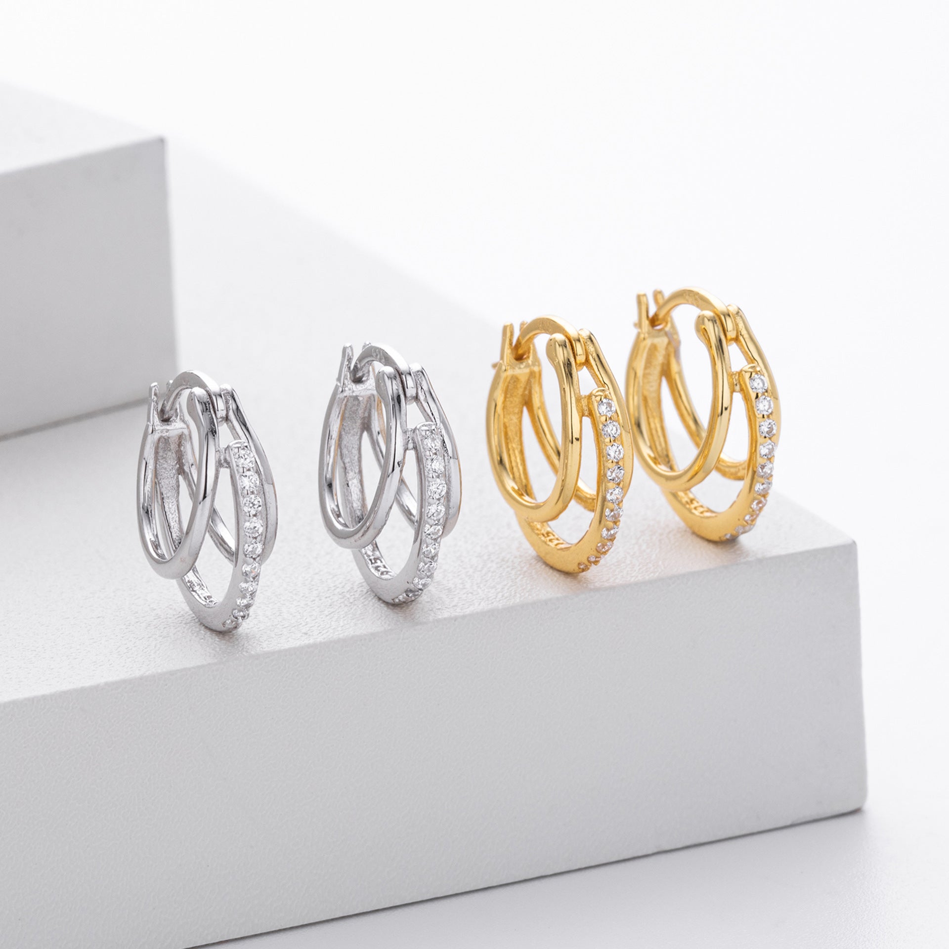 Damen Ohrhänger mit luxuriösen Zirkonia-Details aus hochwertigem 925 Sterling Silber Shop Nory