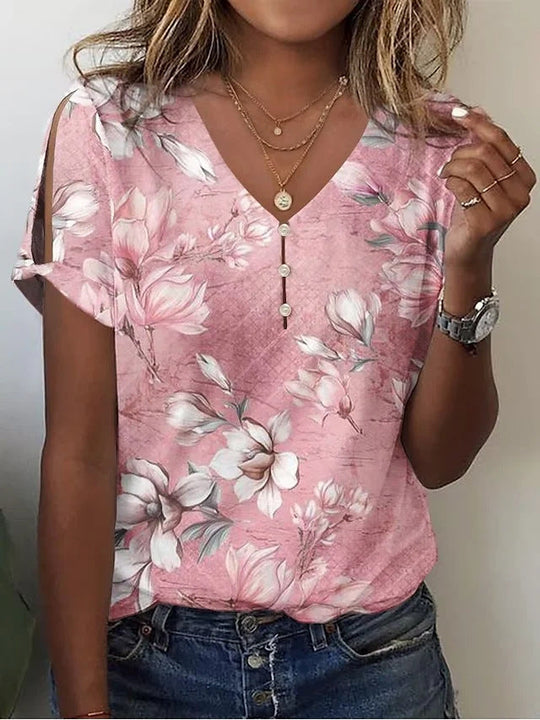 Damen ViskosShopnoryluse mit floralem Design und schicke Details