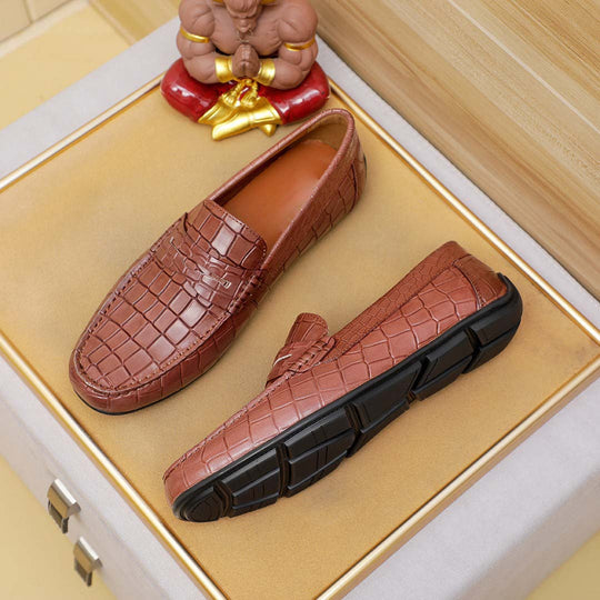 Herren Mokassin im eleganten Krokodil-Leder-Design