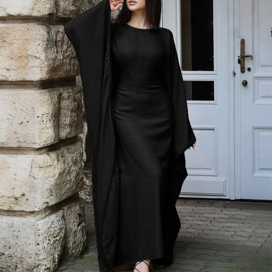 Damen nan fließendes Maxikleid mit weiten drapierten Ärmeln aus Viskosemix Shop Nory