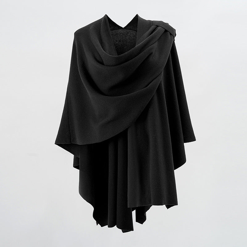 Damen Kapuzenponcho aus Feinstrick mit asymmetrischem Saum Shop Nory