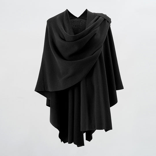 Damen Kapuzenponcho aus Feinstrick mit asymmetrischem Saum Shop Nory