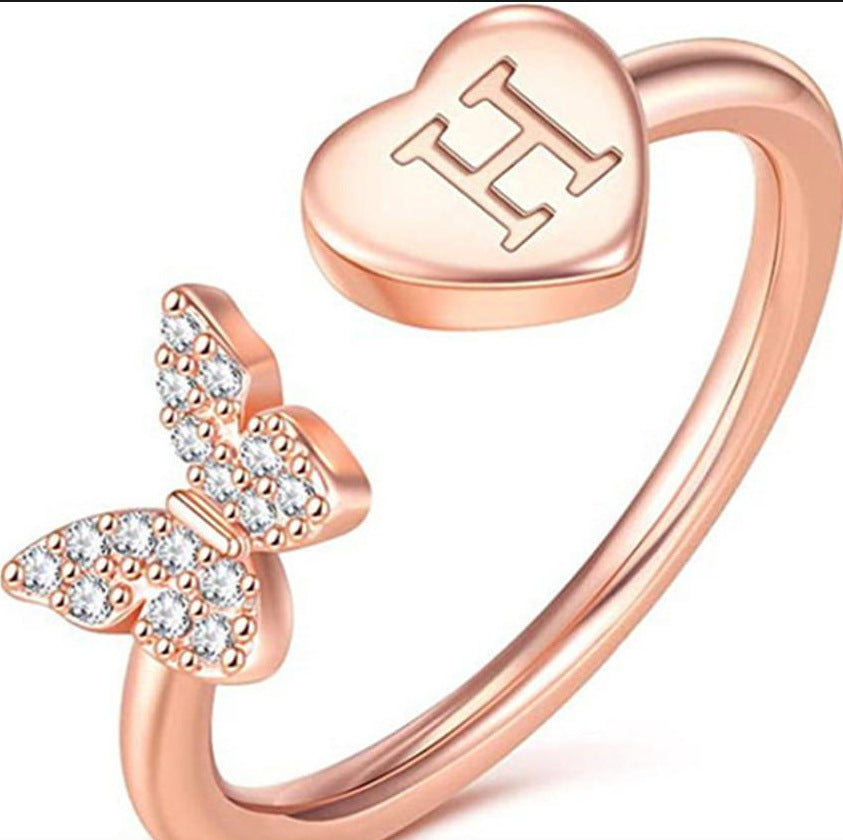 Damen Ring mit Schmetterlingsdesign und Herzmotiv Shop Nory