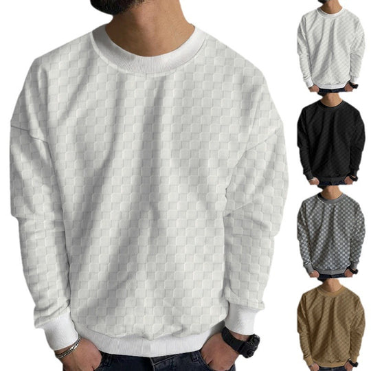 Herren Texturierter Strickpullover mit feiner Karo‑Waffelstruktur & geripptem Saum Shop Nory