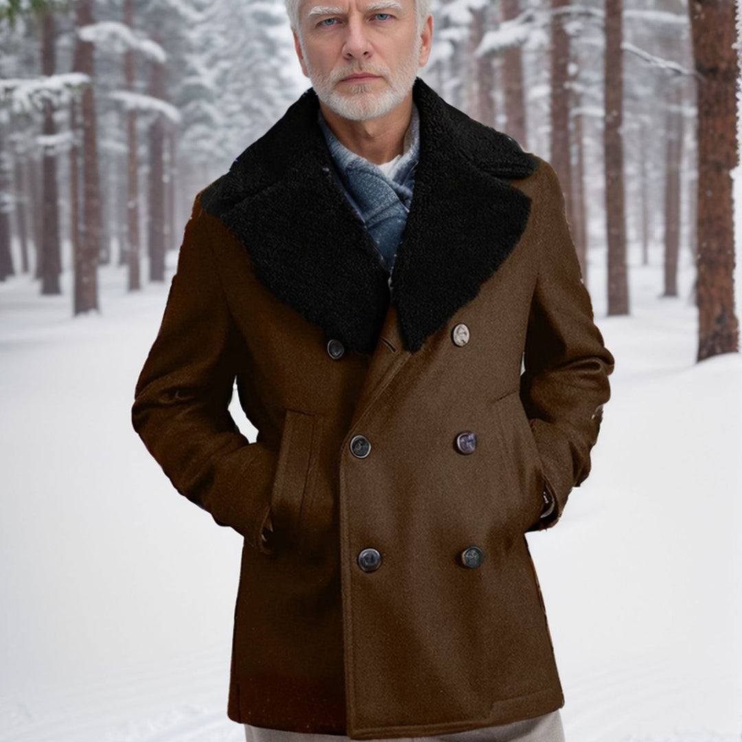 Herren Kurzmantel im Pea‑Coat‑Stil aus Wollmix mit voluminösem Teddykragen und Eingrifftaschen Shop Nory