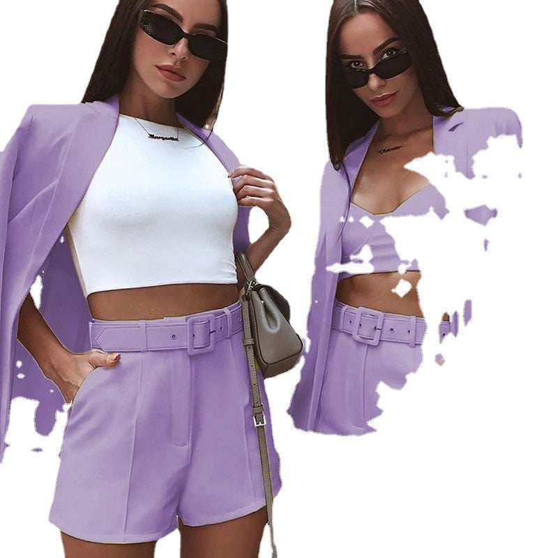 Damen Elegantes Zweiteiliges Blazer‑Shorts‑Set mit tailliertem Reversblazer und High‑Waist Shorts Shop Nory