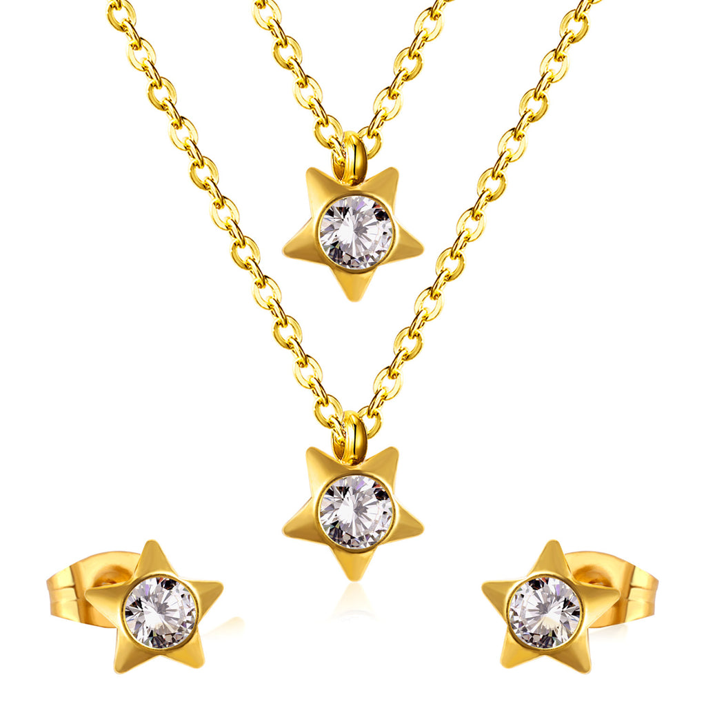 Damen Schmuckset mit funkelnden Stern-Anhängern Shop Nory