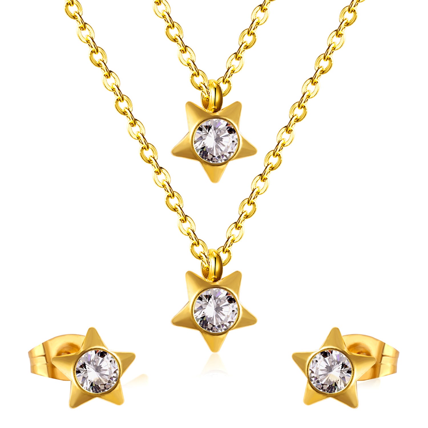 Damen Schmuckset mit funkelnden Stern-Anhängern Shop Nory