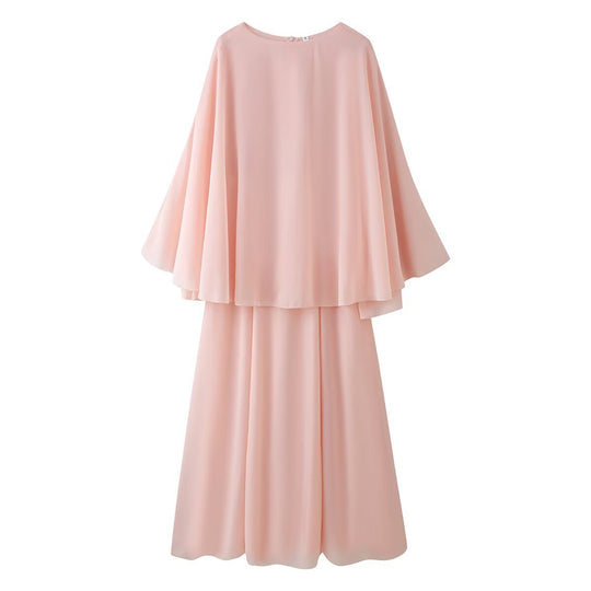 Damen Zweiteiliges Chiffon-Abendset mit Cape-Top und weitem Maxirock Shop Nory