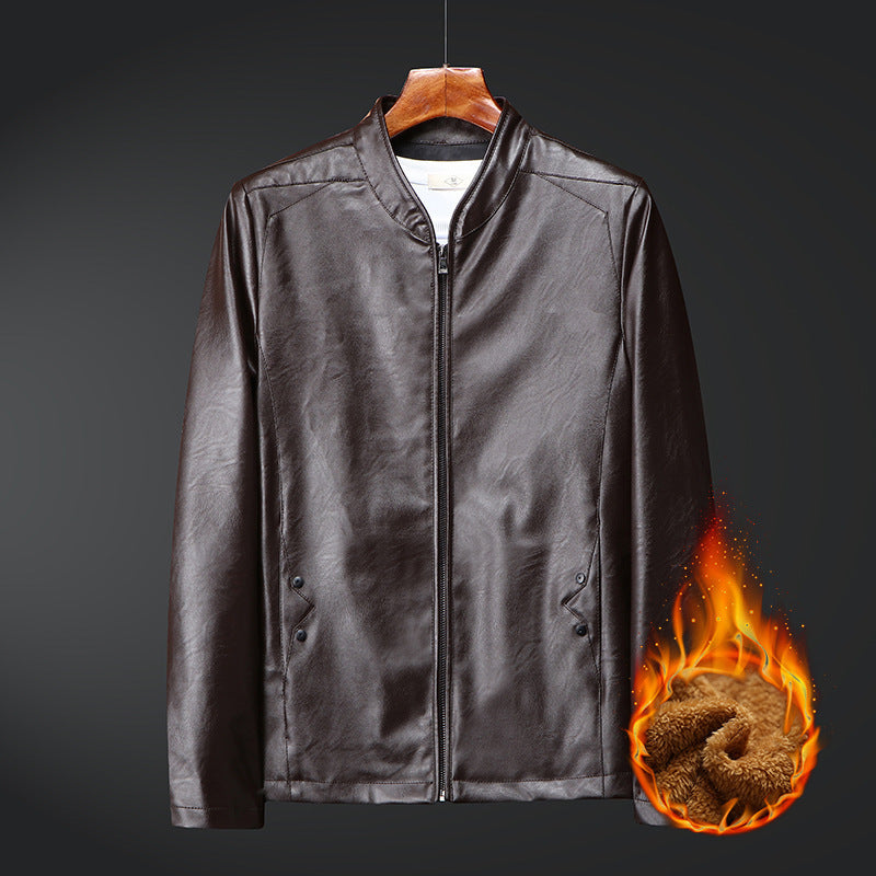 Herren Slim-Fit Kunstleder-Bomber mit wärmendem Teddyfutter und verdecktem Reißverschluss Shop Nory