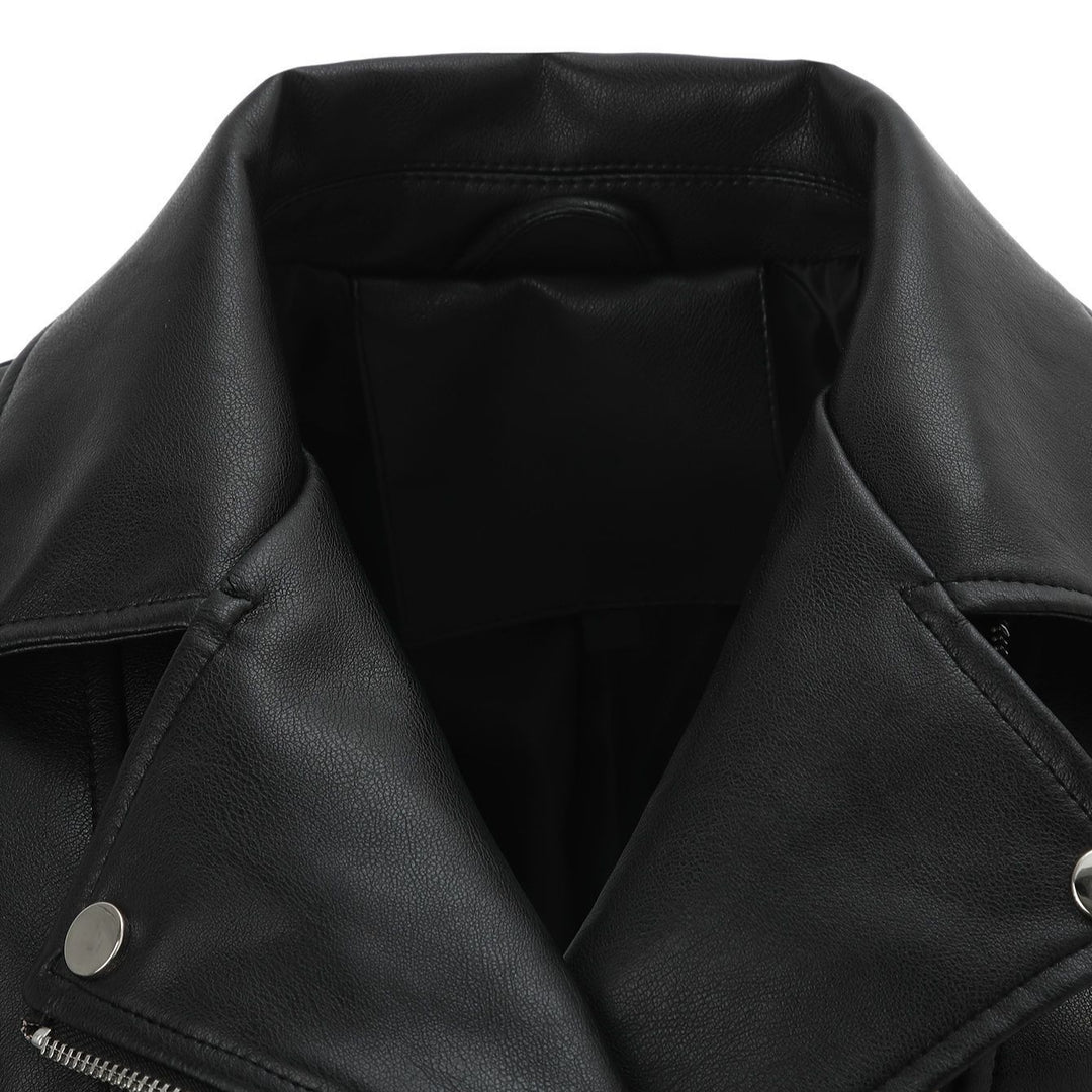 Damen Taillierte Bikerjacke in Lederoptik mit asymmetrischem Reißverschluss und Ziernähten Shop Nory