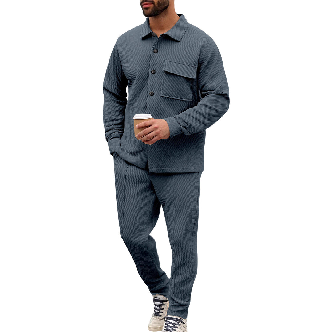 Herren Komfort-Zweiteiler Waffelstruktur-Hemdjacke mit Pattentasche und Relax-Bundhose Shop Nory