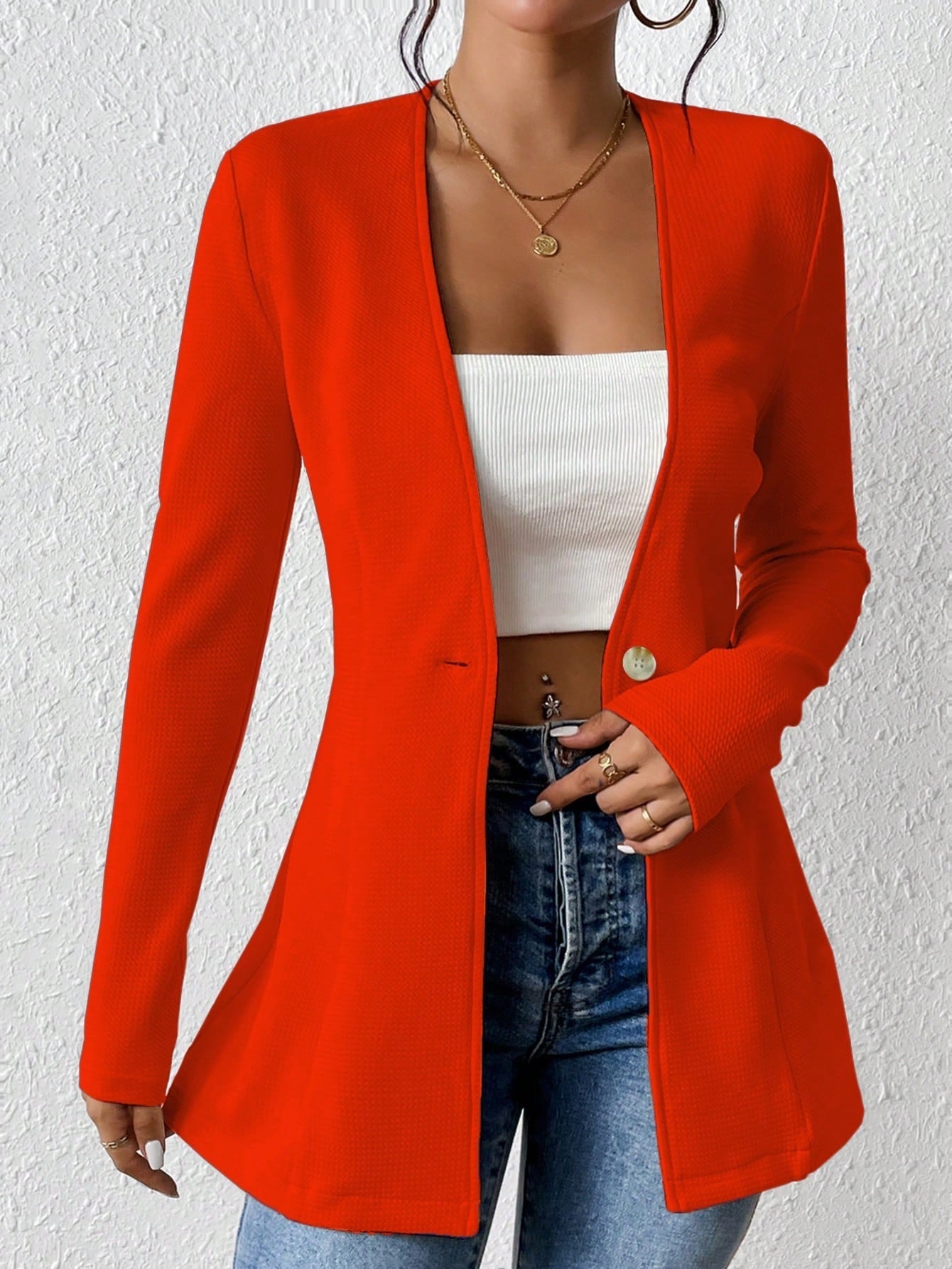 Damen elegante Blazerjacke mit asymmetrischem Schnitt