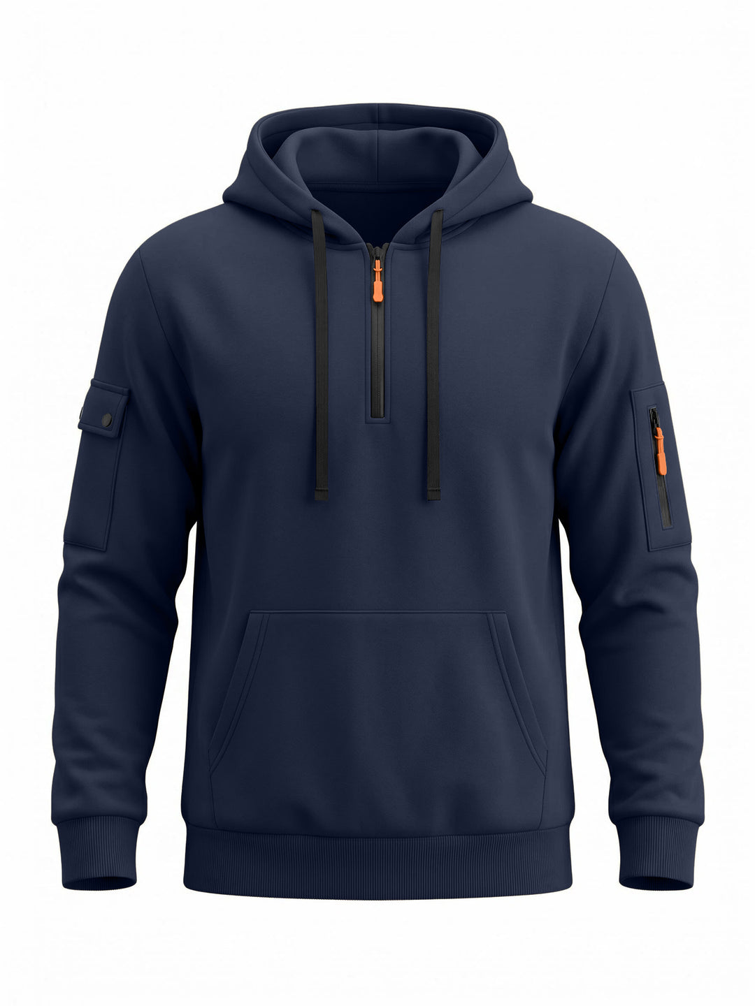 Herren Kapuzenpullover mit halbem Reißverschluss und Utility-Ärmeltasche Shop Nory