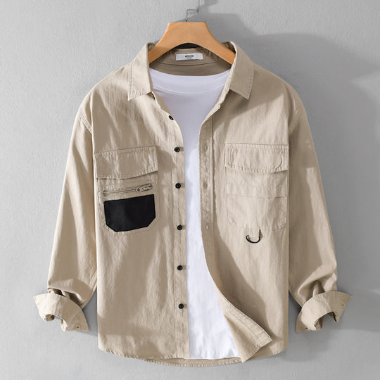 Herren Utility-Overshirt aus Baumwollmix mit Mehrfachtaschen und D-Ring Shop Nory
