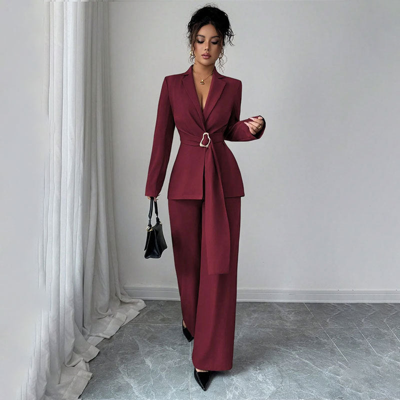 Damen Elegantes Blazer-Kostüm mit Taillengürtel Shop Nory