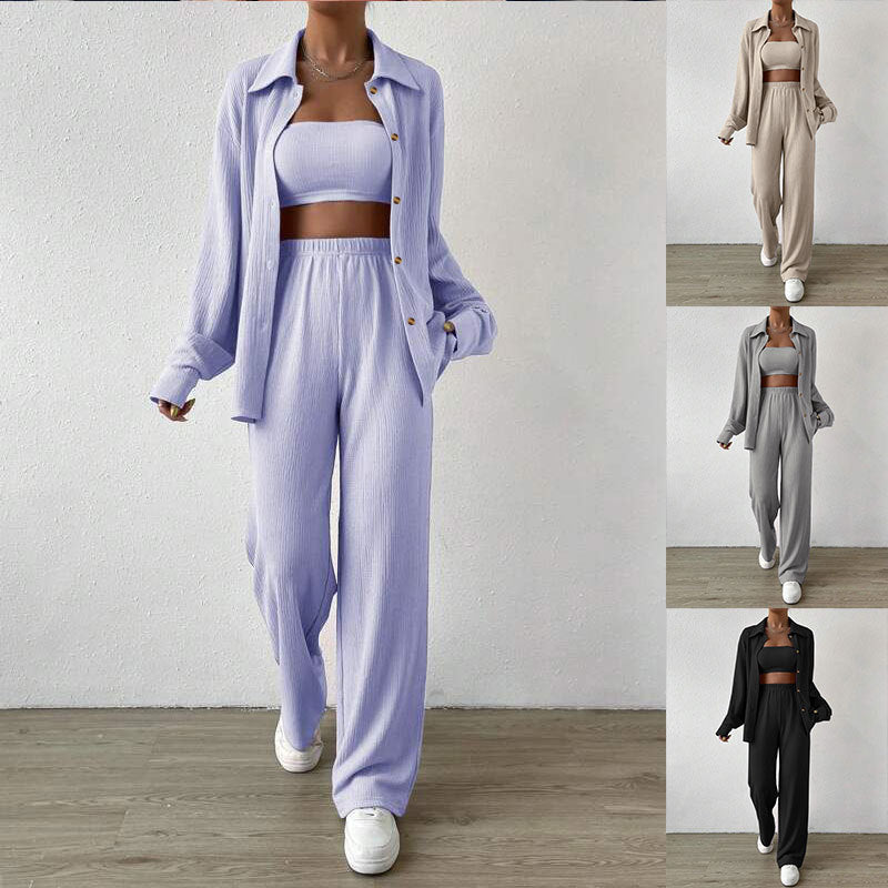 Damen Zweiteiliges Lounge-Set mit Oberteil und weiter Hose