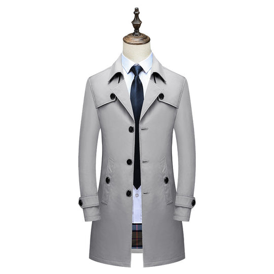 Herren Eleganter Slim-Fit Trenchcoat mit klassischer Knopfleiste und verstellbaren Manschetten Shop Nory