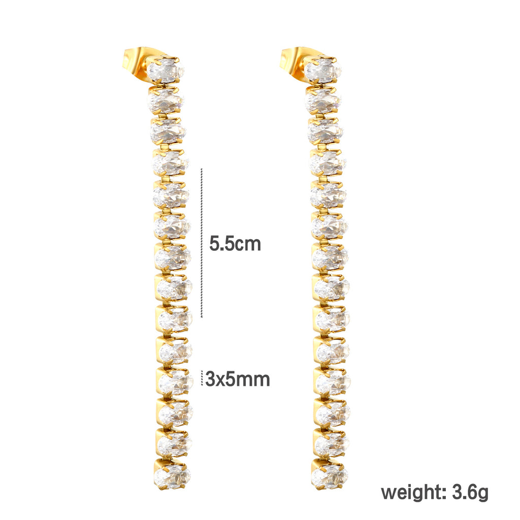 Damen hängende Ohrstecker mit funkelnden Zirkonia in eleganter Goldfassung Shop Nory