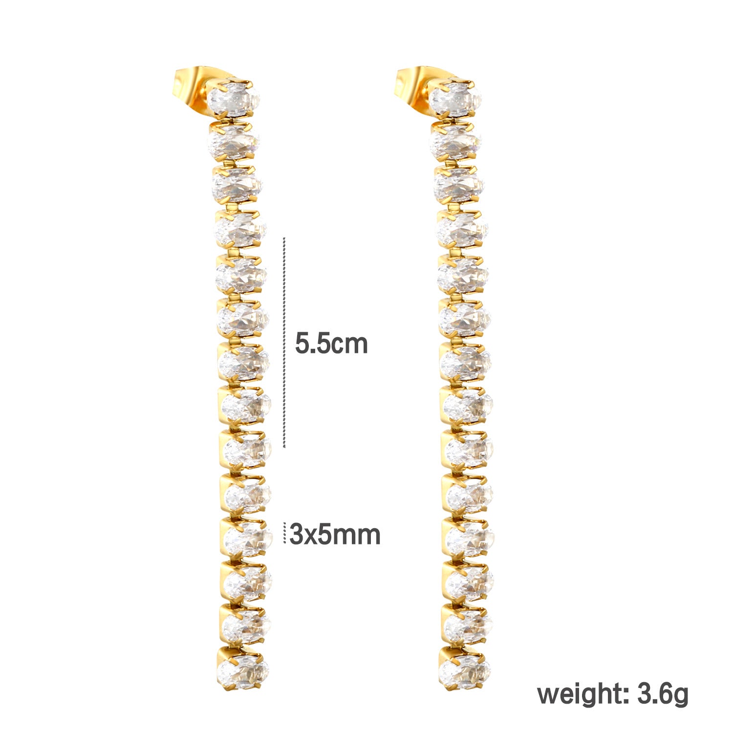 Damen hängende Ohrstecker mit funkelnden Zirkonia in eleganter Goldfassung Shop Nory