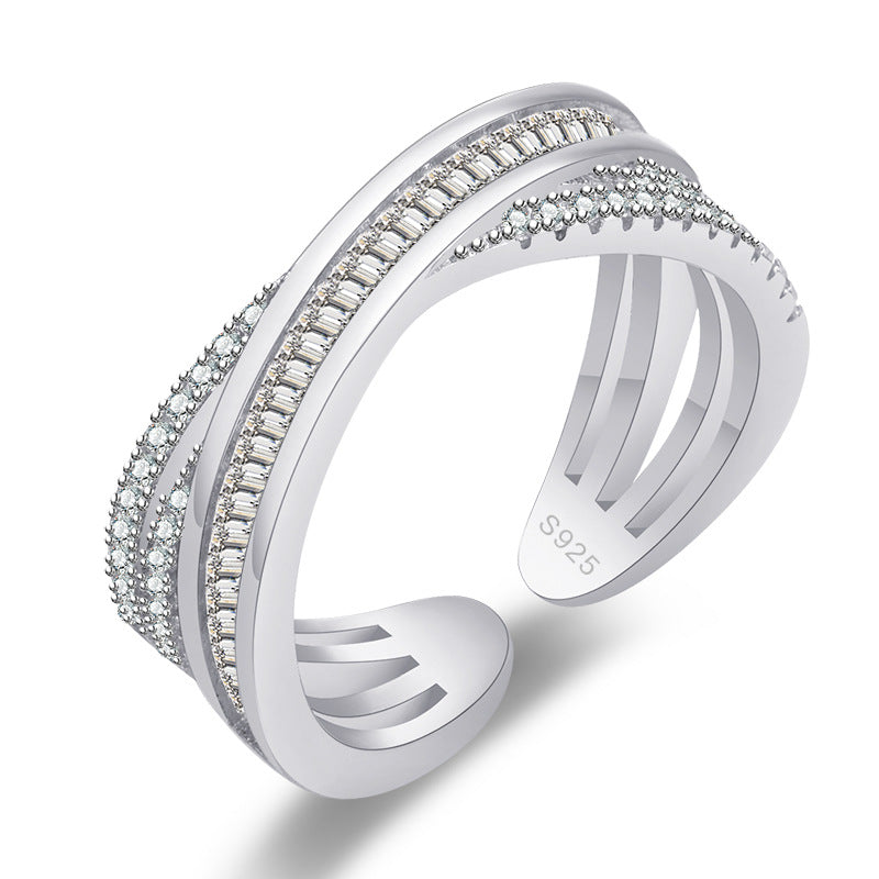 Damen Offener Ring mit filigranem Design und funkelnden Zirkonia Shop Nory