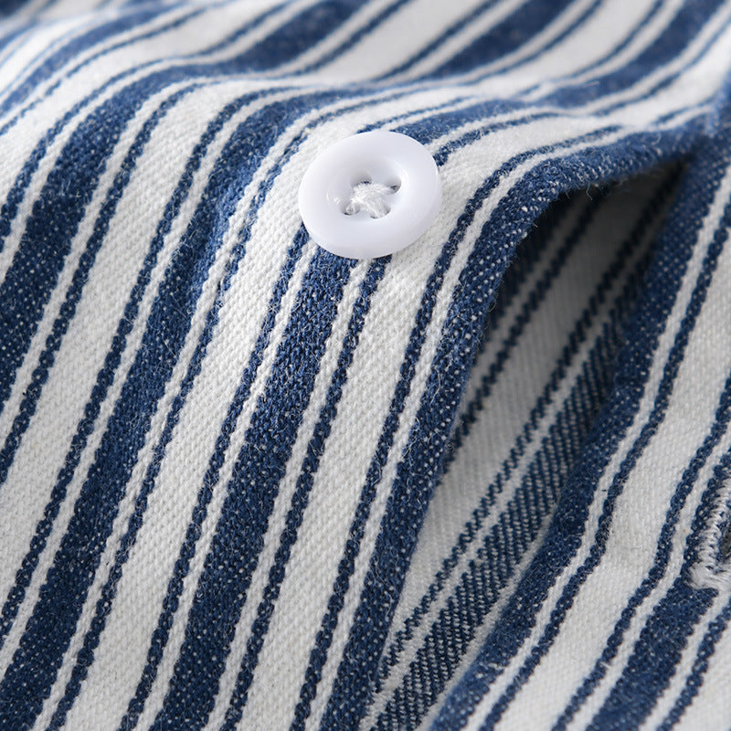 Herren Maritimes Streifen-Überhemd aus Baumwoll‑Twill mit Brustklappen und Relaxed-Fit Shop Nory