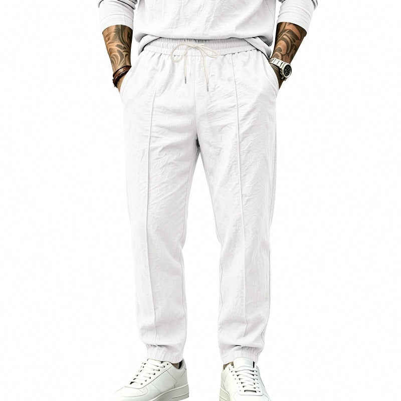 Herren Tapered-Freizeithose mit Tunnelzug, Bügelfalte und elastischem Saum Shop Nory