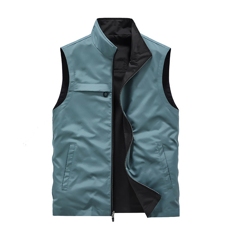 Herren Ärmellose Softshell-Utility‑Weste mit hohem Stehkragen, Zwei‑Wege‑Reißverschluss und verdeckten Taschen Shop Nory