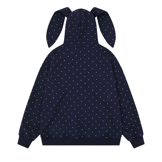 Damen Kapuzenjacke mit Hasenohren, Allover-Pünktchen und durchgehendem Reißverschluss Shop Nory