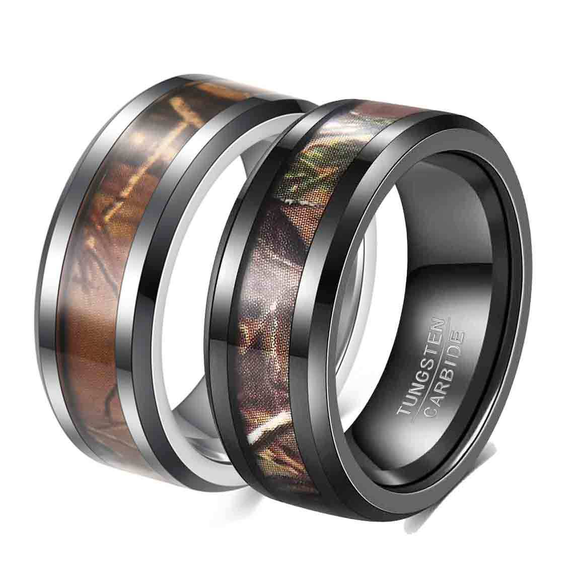 Herren Ring aus hochwertigem Edelstahl mit dekorativem Holz-Inlay Shop Nory